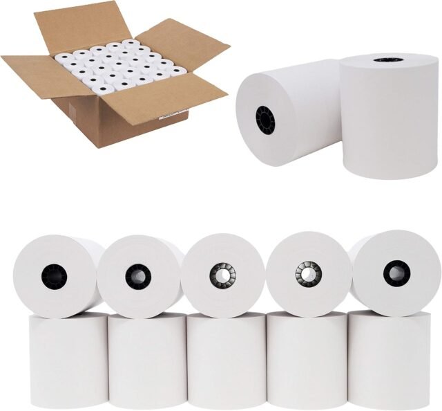 Item #SC201 - 3" x 150' White 1-Ply Bond Paper Rolls (50 Rolls) - Image 3